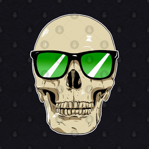 Skull Wearing Sunglasses Green Lenses by Black Snow Comics